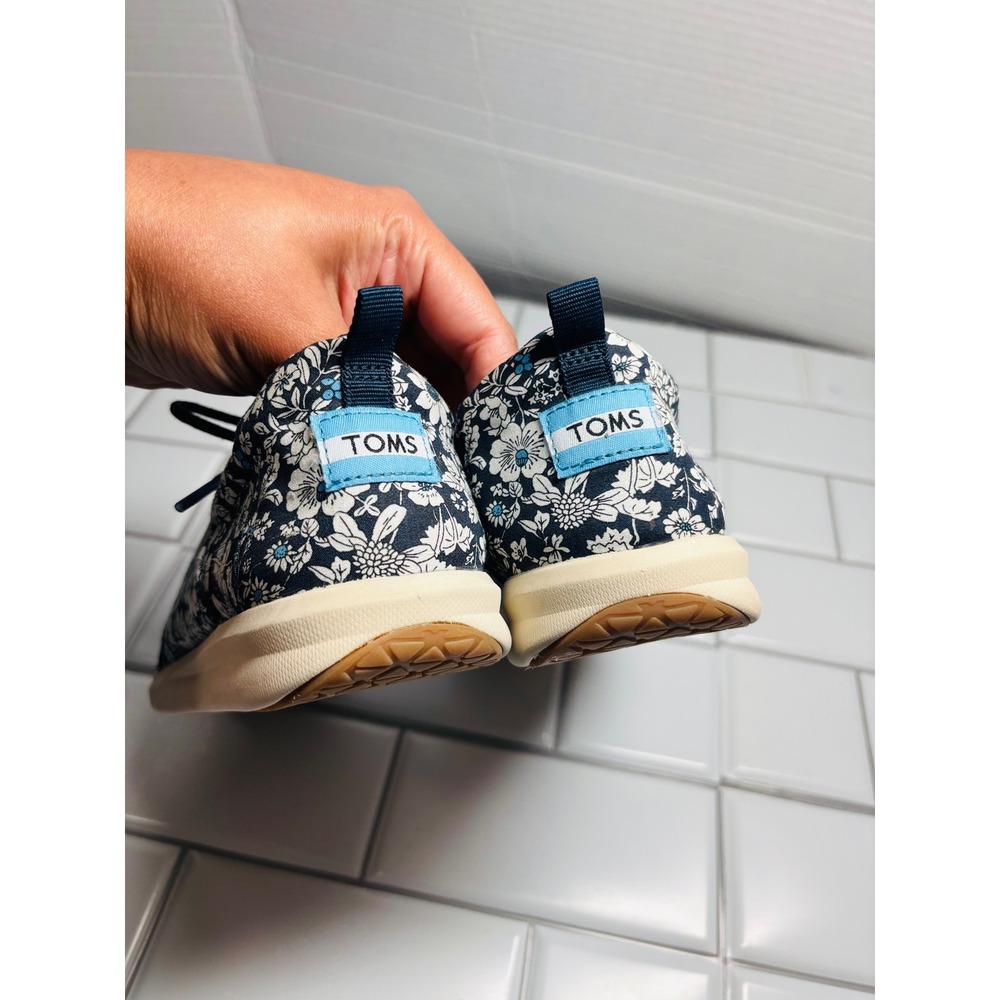 Toms Del ReyBlue White Floral Canvas Lace Up Low Top Sneakers Womens 8 - Picture 8 of 13